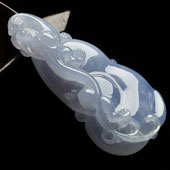 糯冰种紫罗兰缅甸翡翠A货螭龙如意挂件