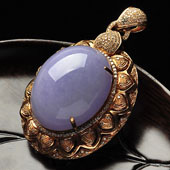 糯冰种紫罗兰缅甸翡翠A货镶玫瑰金胸坠（真钻）