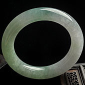 糯冰种晴水缅甸翡翠A货圆条手镯（55mm）