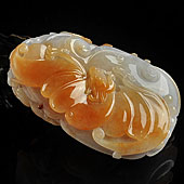 糯冰种黄翡缅甸翡翠A货福寿如意手玩件