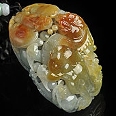 糯冰种红黄翡缅甸翡翠A货福龙如意手玩件