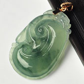 冰种晴水飘花缅甸翡翠A货如意挂件