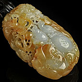 糯冰种褐黄翡缅甸翡翠A货花开富贵手玩件
