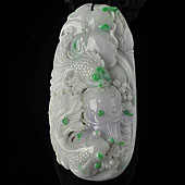 细糯种春带彩缅甸翡翠A货金玉满堂手玩件