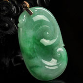 糯冰种翠色缅甸翡翠A货如意挂件