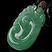 冰种苹果绿缅甸翡翠A货如意寿挂件