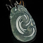 冰种飘花缅甸翡翠A货如意寿挂件