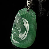 冰种翠色缅甸翡翠A货如意寿挂件