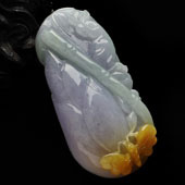 糯冰种三彩缅甸翡翠A货节节高挂件