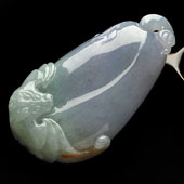 糯冰种淡三彩缅甸翡翠A货福瓜挂件