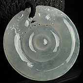 冰种晴水缅甸翡翠A货双龙如意挂件