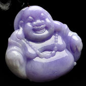 糯冰种紫罗兰缅甸翡翠A货玉佛挂件
