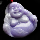糯冰种紫罗兰缅甸翡翠A货玉佛挂件