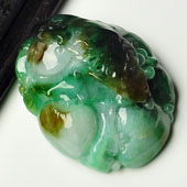 糯冰种三彩缅甸翡翠A货福寿如意挂件