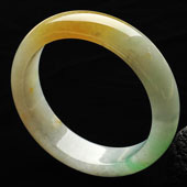 糯冰种黄加绿缅甸翡翠A货手镯（58.5mm）