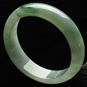 糯冰种飘花缅甸翡翠A货手镯（58.5mm）