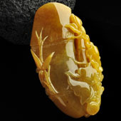 冰种褐黄翡缅甸翡翠A货节节高挂件