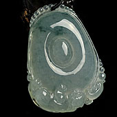 冰种飘花缅甸翡翠A货福在眼前挂件