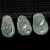 冰种飘花缅甸翡翠A货如意寿挂件（单价）