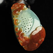 糯冰种褐黄翡晴水缅甸翡翠A货龙行如意挂件