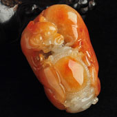 糯冰种红黄翡缅甸翡翠A货福寿如意挂件