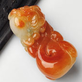 糯冰种红黄翡缅甸翡翠A货事事如意挂件