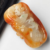 糯冰种红黄翡缅甸翡翠A货花开富贵挂件