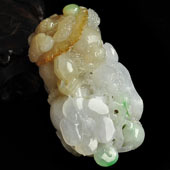 糯冰种三彩缅甸翡翠A货代代封侯挂件