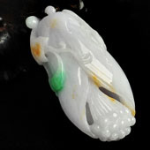糯冰种三彩缅甸翡翠A货玉兰花挂件