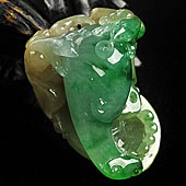 冰种黄加绿缅甸翡翠A货福寿如意挂件