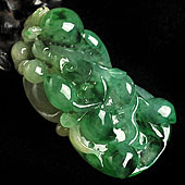 冰种黄加绿缅甸翡翠A货福寿如意挂件