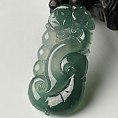 冰种蓝水缅甸翡翠A货如意寿挂件