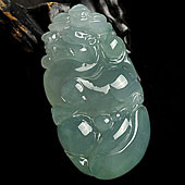 冰种晴水缅甸翡翠A货福寿如意挂件