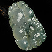 冰种飘花缅甸翡翠A货如意寿挂件