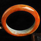 （超值推荐）糯冰种红黄翡缅甸翡翠A货手镯（57.2mm）