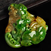 糯冰种黄加绿缅甸翡翠A货事事如意挂件