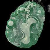 糯冰种翠色缅甸翡翠A货如意寿挂件