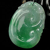 冰种阳绿缅甸翡翠A货如意寿挂件