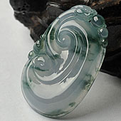 冰种飘花缅甸翡翠A货如意挂件