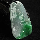 冰种翠色缅甸翡翠A货年年有余挂件