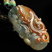 冰种红黄翡飘花缅甸翡翠A货龙行如意挂件