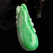 糯冰种翠色缅甸翡翠A货福瓜挂件