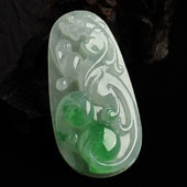 冰种翠色缅甸翡翠A货龙行如意挂件