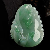 冰种翠色缅甸翡翠A货龙行如意挂件