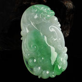 糯冰种翠色缅甸翡翠A货事事如意挂件