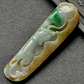 糯冰种三彩缅甸翡翠A货事事如意挂件