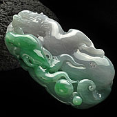糯冰种春带彩缅甸翡翠A货龙行如意挂件