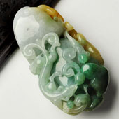 糯冰种三彩缅甸翡翠A货福寿如意挂件