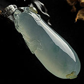 冰种飘花缅甸翡翠A货福瓜挂件