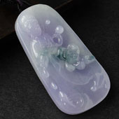 糯冰种紫罗兰飘花缅甸翡翠A货观音挂件